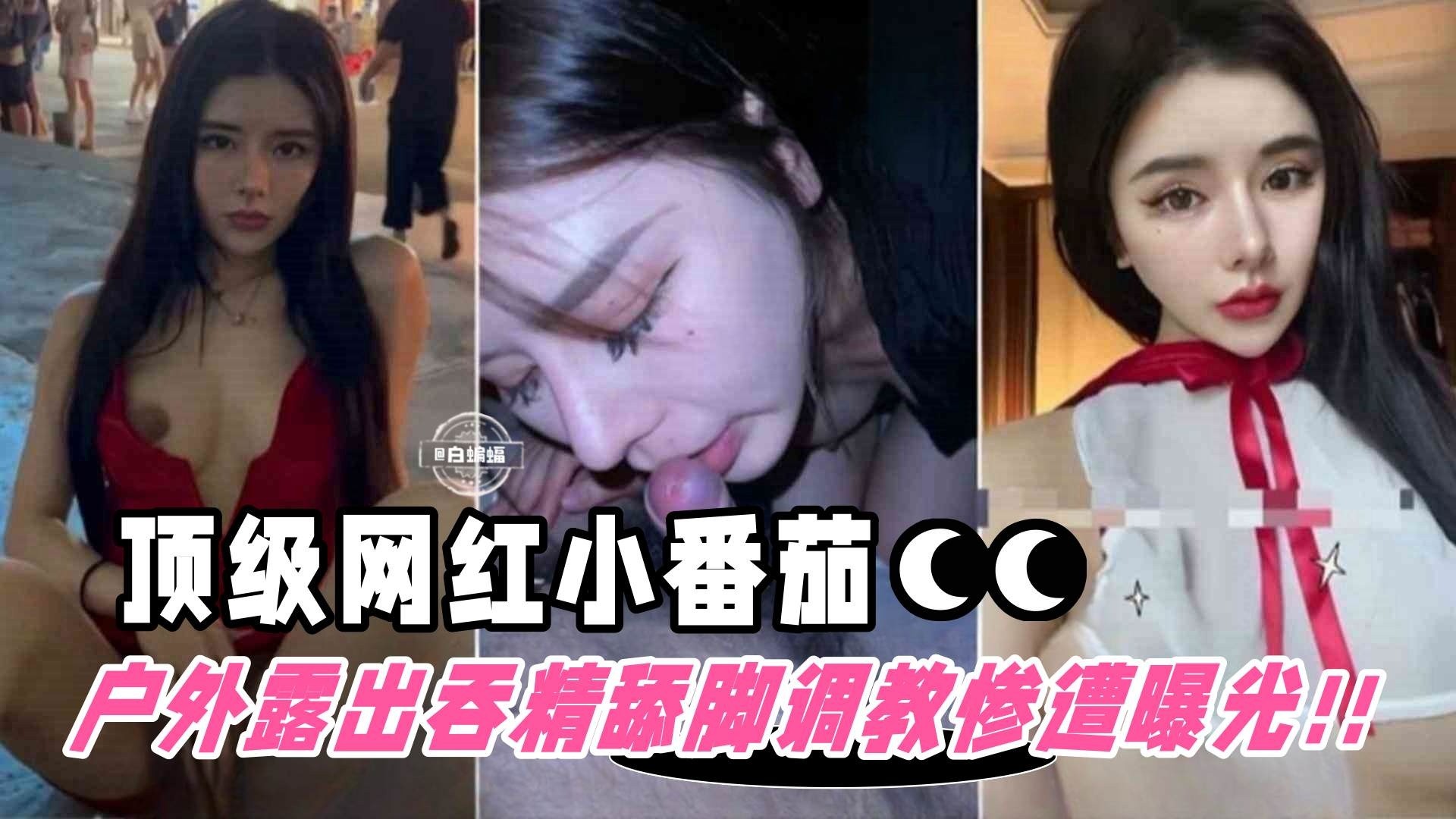 【撸点极高-顶流网红】被包养户外露出舔脚吞精等调教惨遭粉丝曝光！网红小番茄的世界末日
