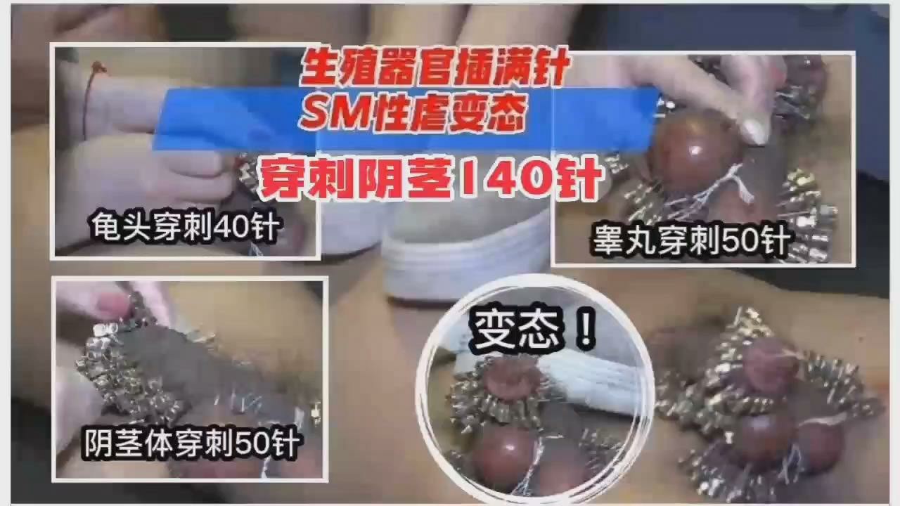 重口变态系列！胆小勿进，生殖器官被插满针，SM性虐变态穿针140针！